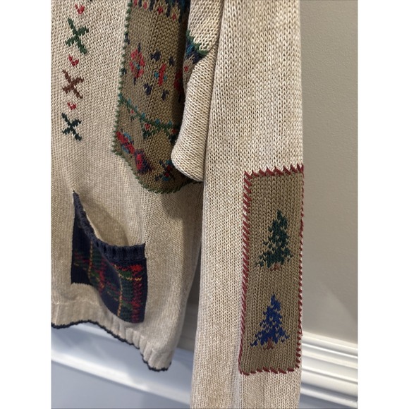 VTG  Woolrich Cottage Core Cardigan Sweater Women's S Beige Patchwork - Picture 6 of 7